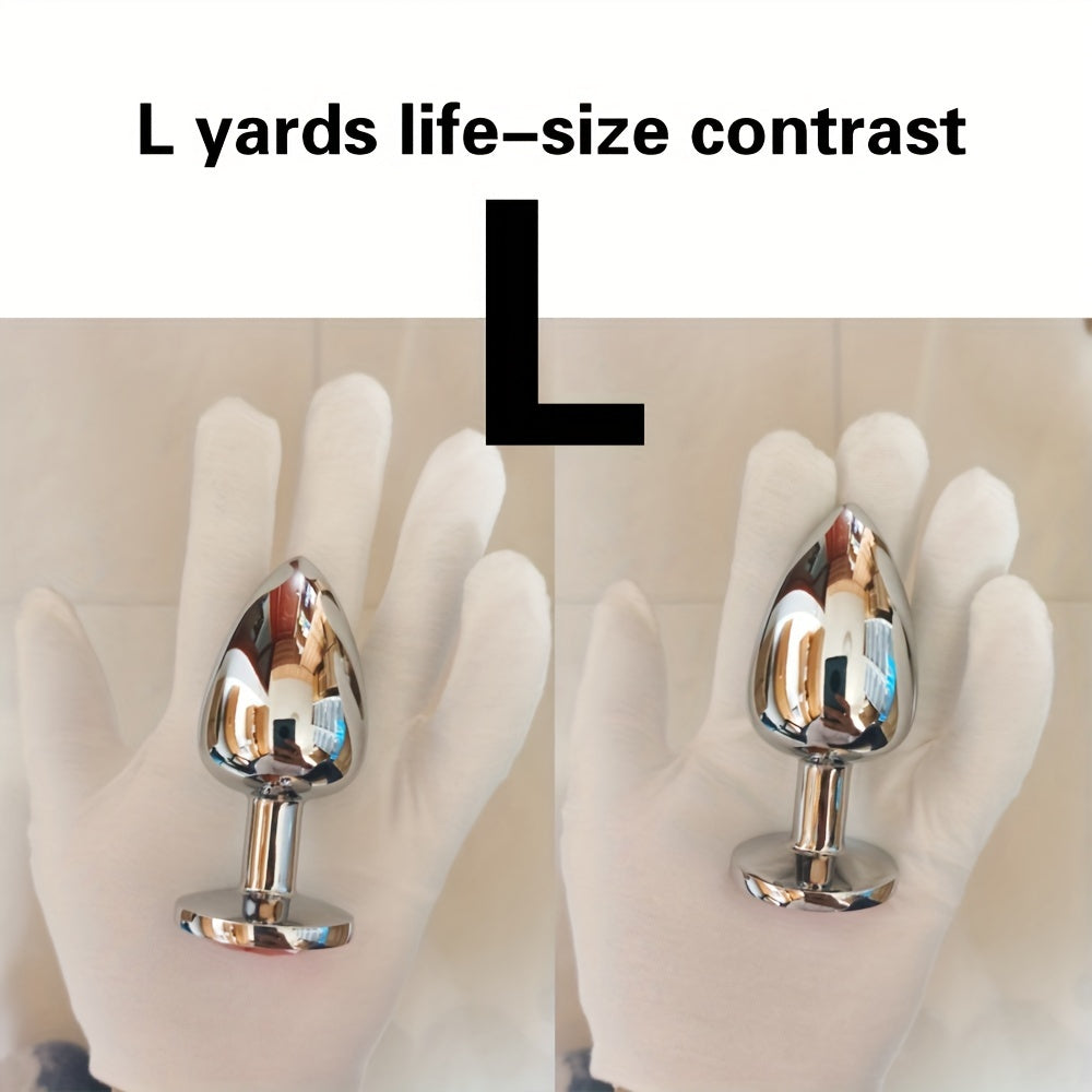 Adult Metal Anal Plug Butt Plug with Gem Base, Couples Sex Toy