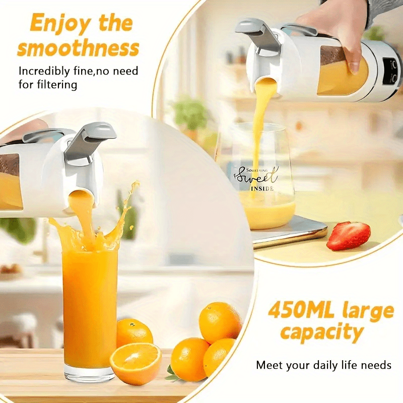 Portativ USB blender va sharbat tayyorlash uchun, smoothies, milkshakes va yangi meva ichimliklari uchun. Oson tozalanadi, 10.14oz dan 16.91oz gacha sig'im, raqamli displey, zanglamaydigan po'lat pichoq. Uy uchun ideal