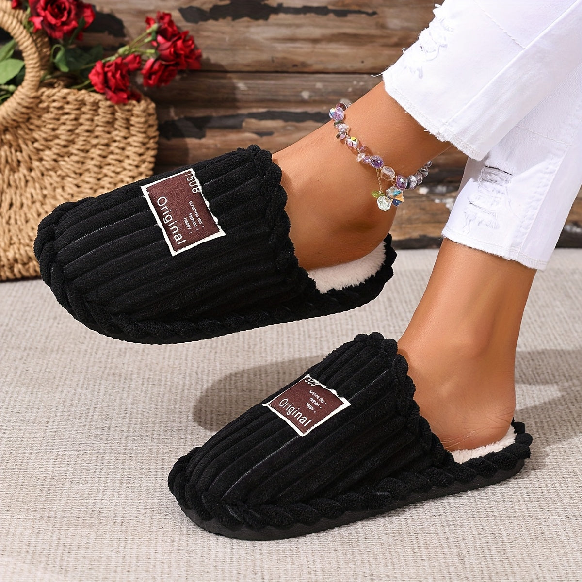 Women’s Faux Fur Slippers with Non-Slip EVA Sole, All-Season, 5 Colors