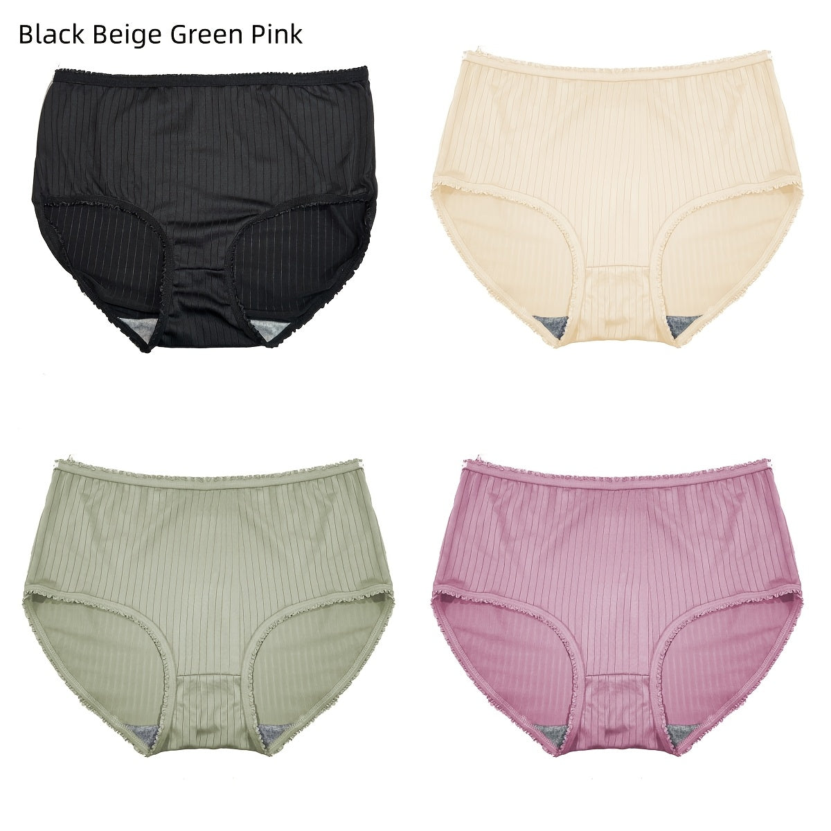 Set of 4 Women's High Waist Breathable Cotton-Polyester Underwear