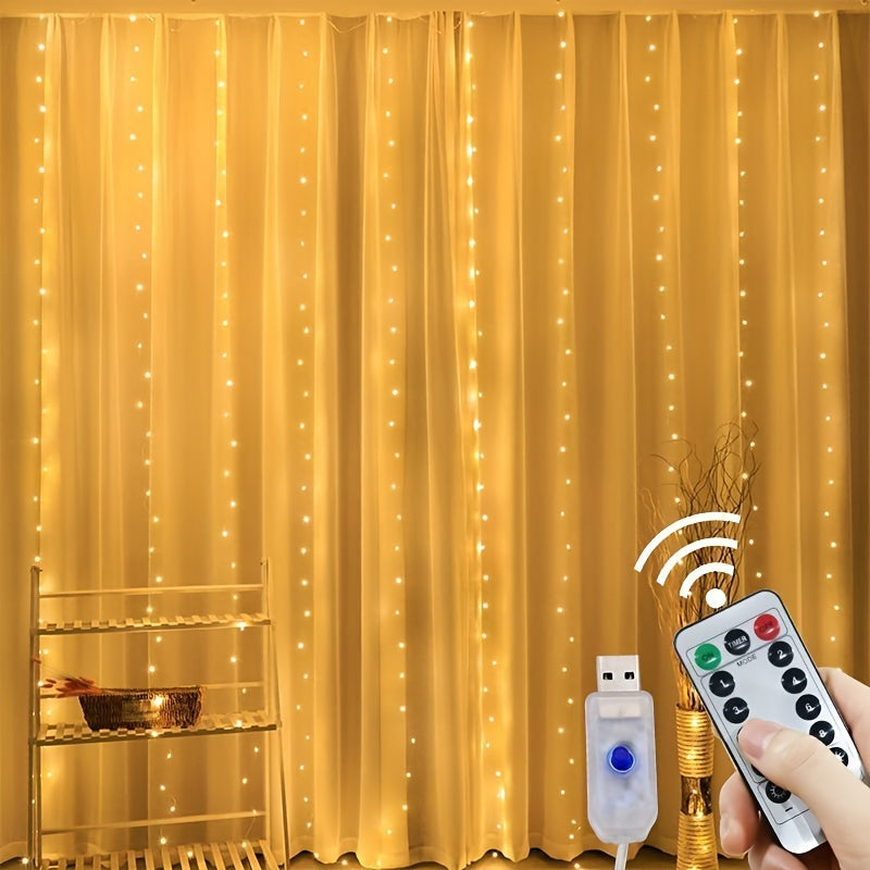 LED Curtain Lights with Remote Control for Christmas Weddings and Holidays