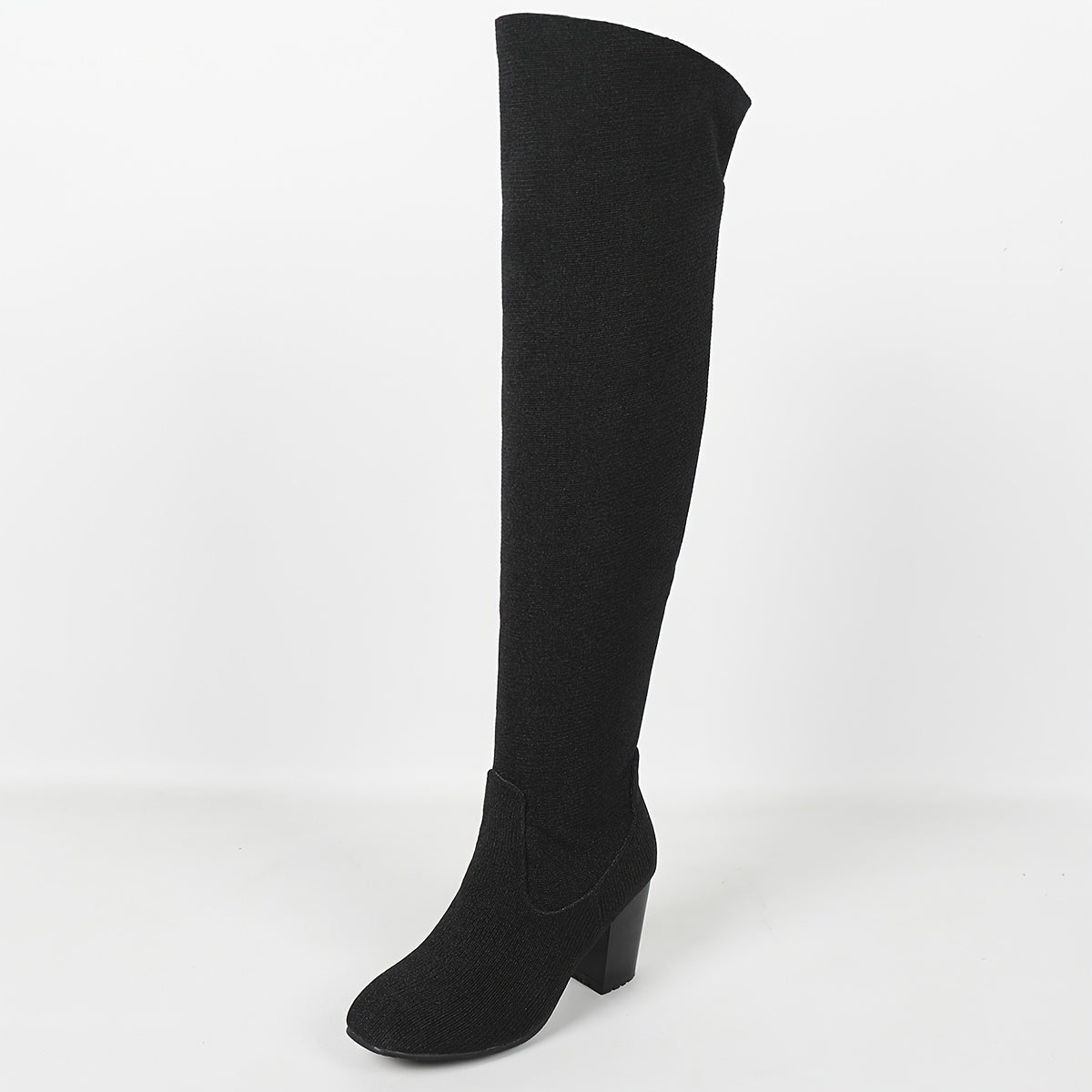 Women's Knitted Knee High Boots Slip-Resistant Rubber Sole Winter Footwear