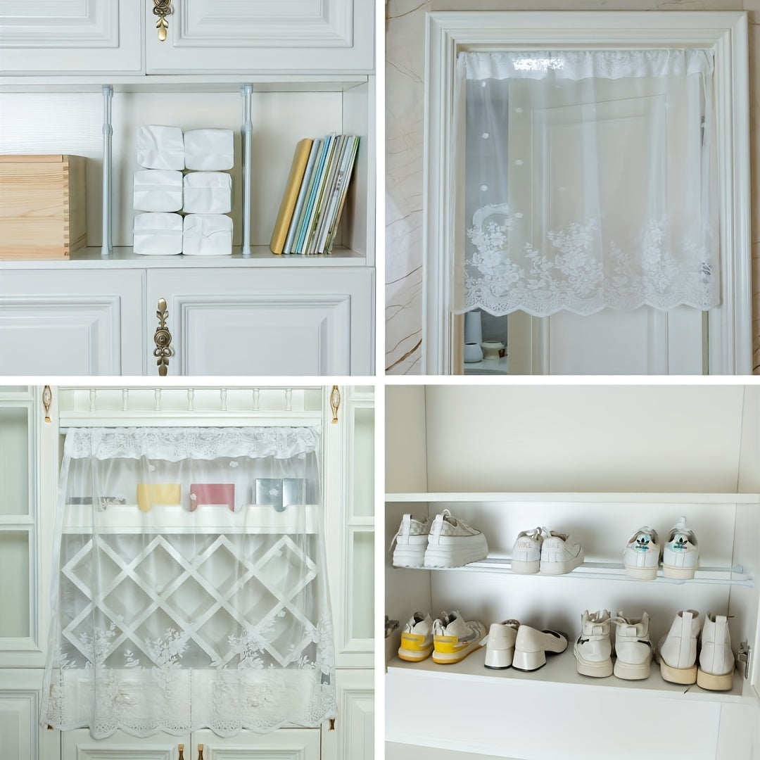 Telescopic Curtain Rod Adjustable Length 18cm for Wardrobe Kitchen Balcony