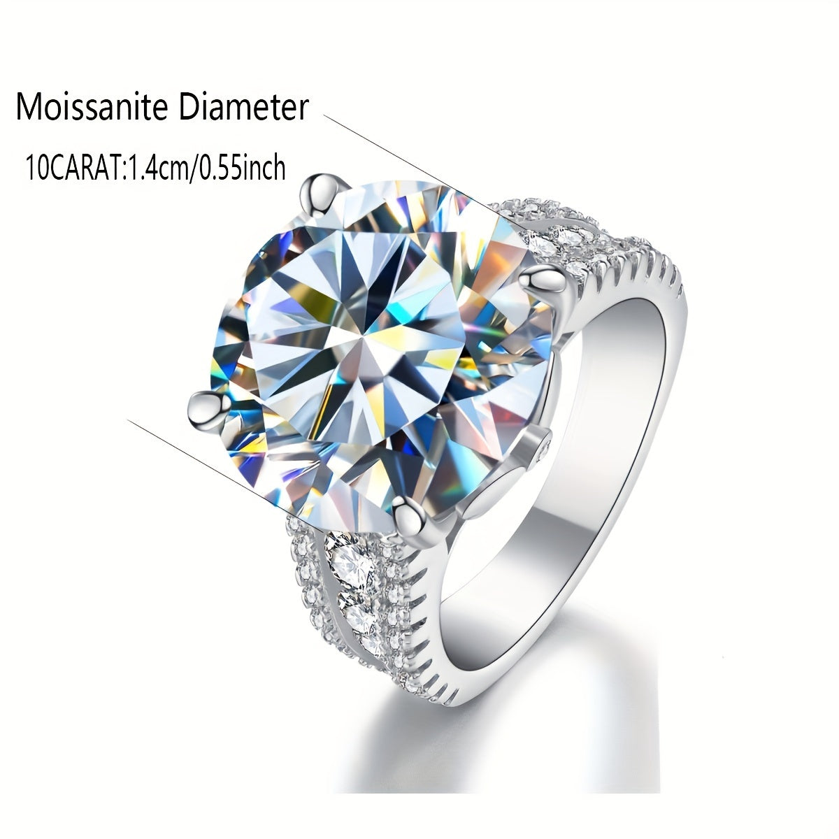 "Luxurious Vintage-style S925 Sterling Silver Moissanite Engagement Ring with 10ct stone, perfect for both Men and Women. This Halo ring features a unique and exquisite design, making it an elegant gift for proposals, weddings, dinner parties, and other"