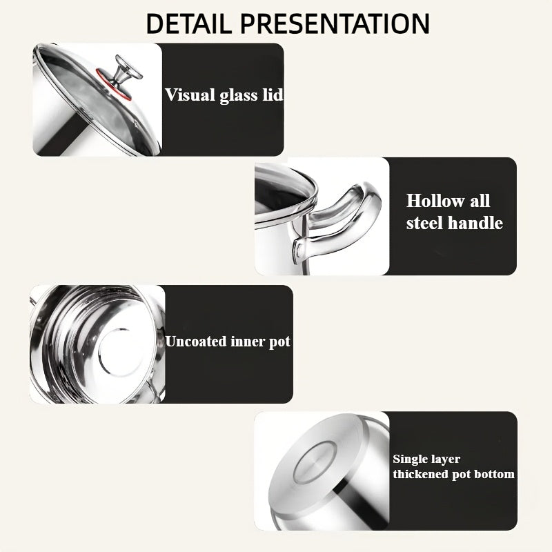 Stainless Steel Cookware Set with Steamer and Noodle Pot Dishwasher Safe for Gas Electric Stoves