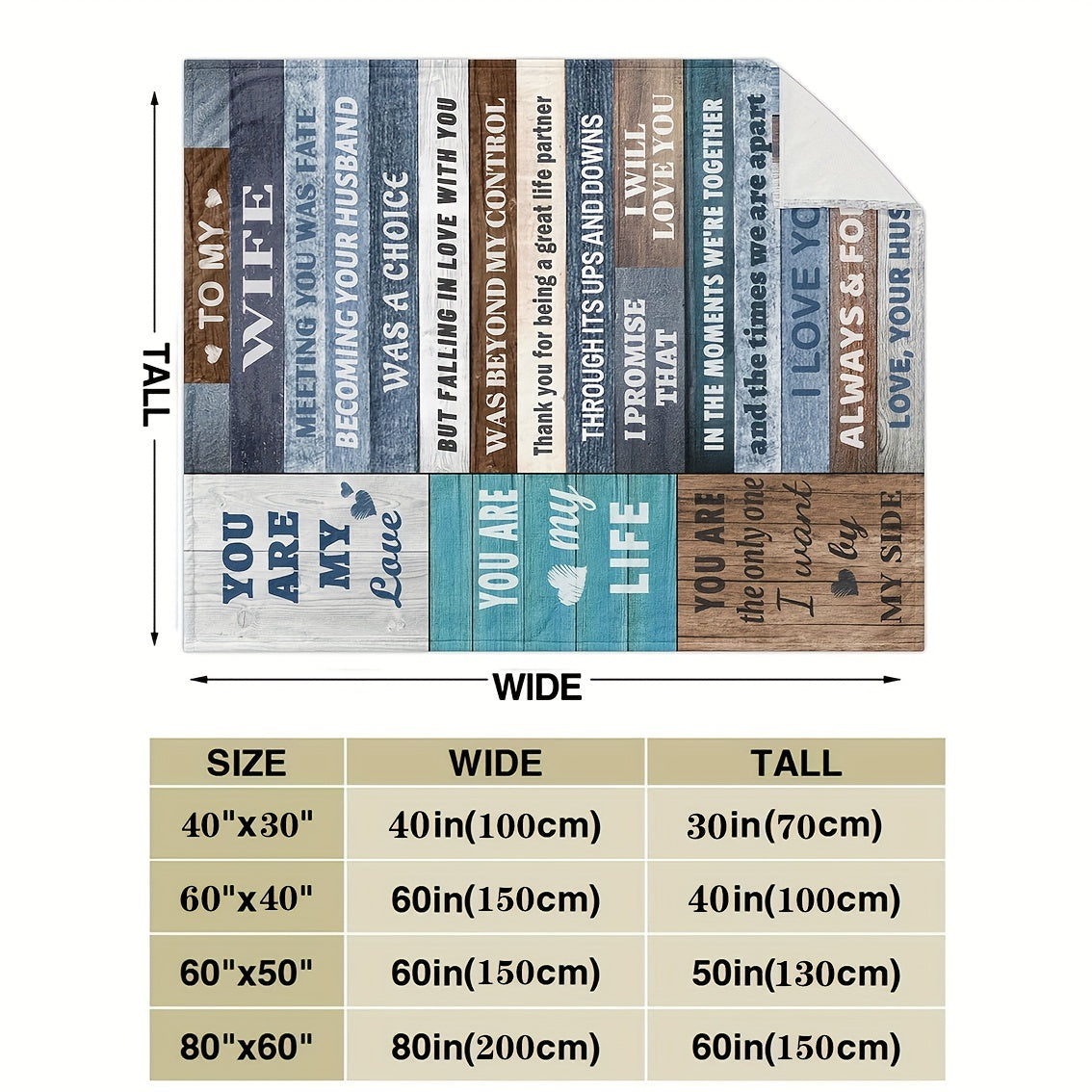 Personalized Love Letter Print Flannel Blanket for Wife Cozy Nap Throw Gift