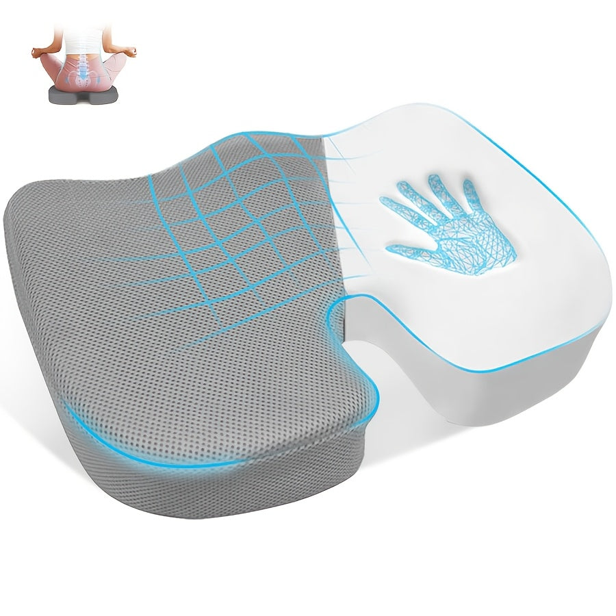 Кресельная подушка из памяти с дышащей трикотажной тканью серого цвета для офиса, автомобиля, самолета, длительного сидения