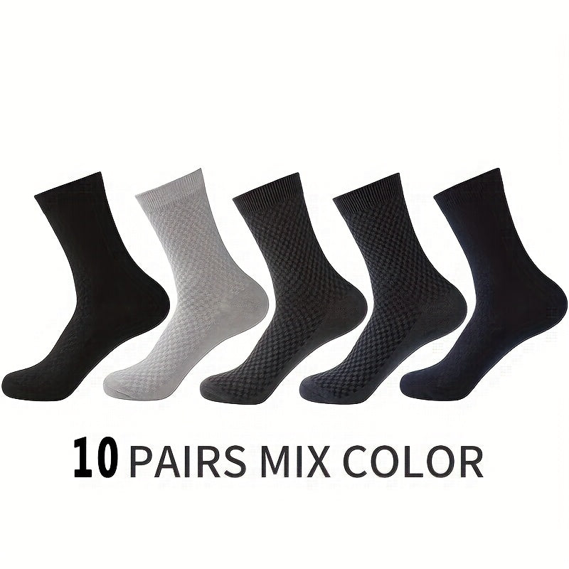 Men's Bamboo Fiber Crew Socks 10 Pack Breathable Comfortable Casual Business