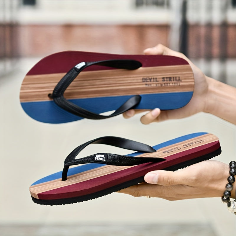 Men's Casual Outdoor Slippers with Rubber Sole Anti-Slip Odorless Sweat-Absorbing EVA Beach Shoes