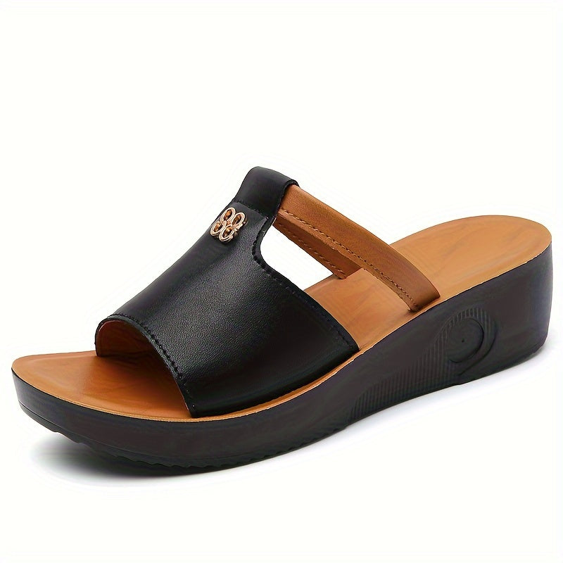 Women's Wedge Sandals Open Toe Slip-On Summer Casual Comfort