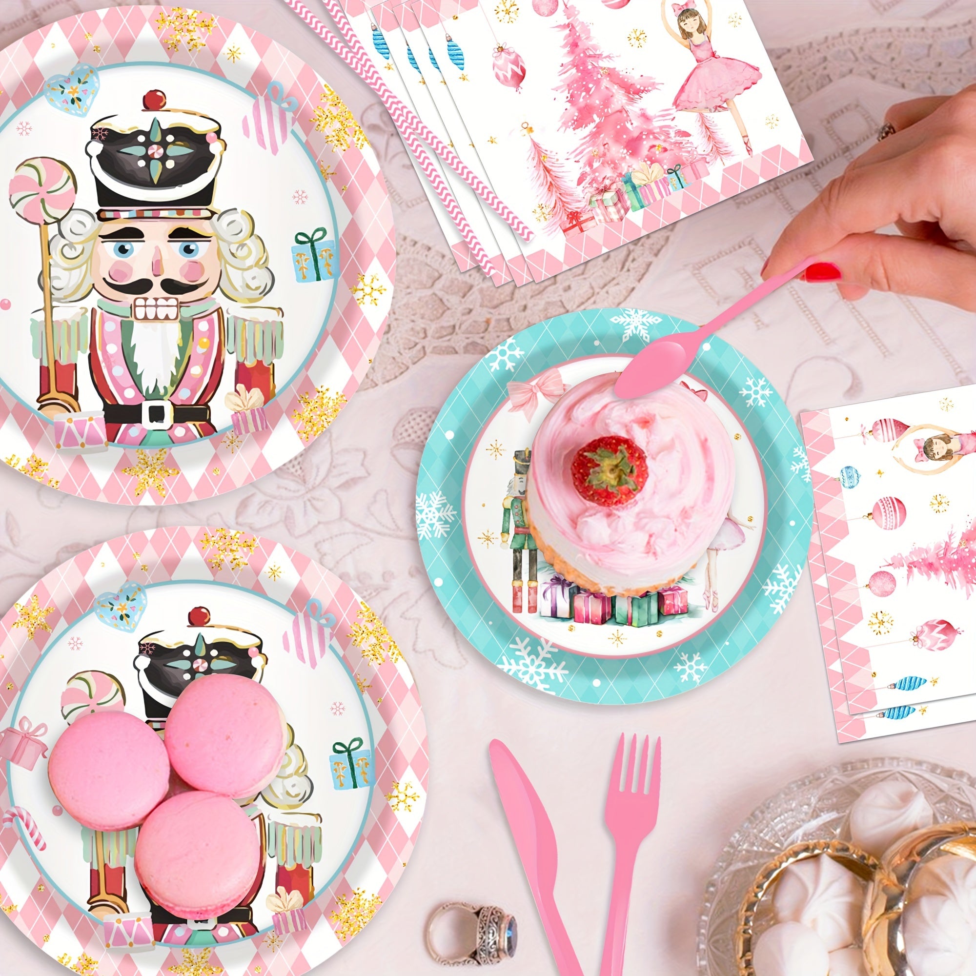 Новогодние принадлежности для мужчин, набор посуды для рождественской елки с ореховым феей, тарелки, чашки, салфетки