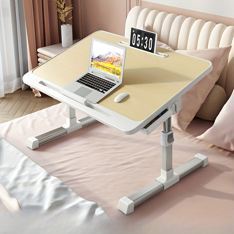 Mesita plegable ajustable con cajones para uso con portátil y comer en la cama en gris plateado