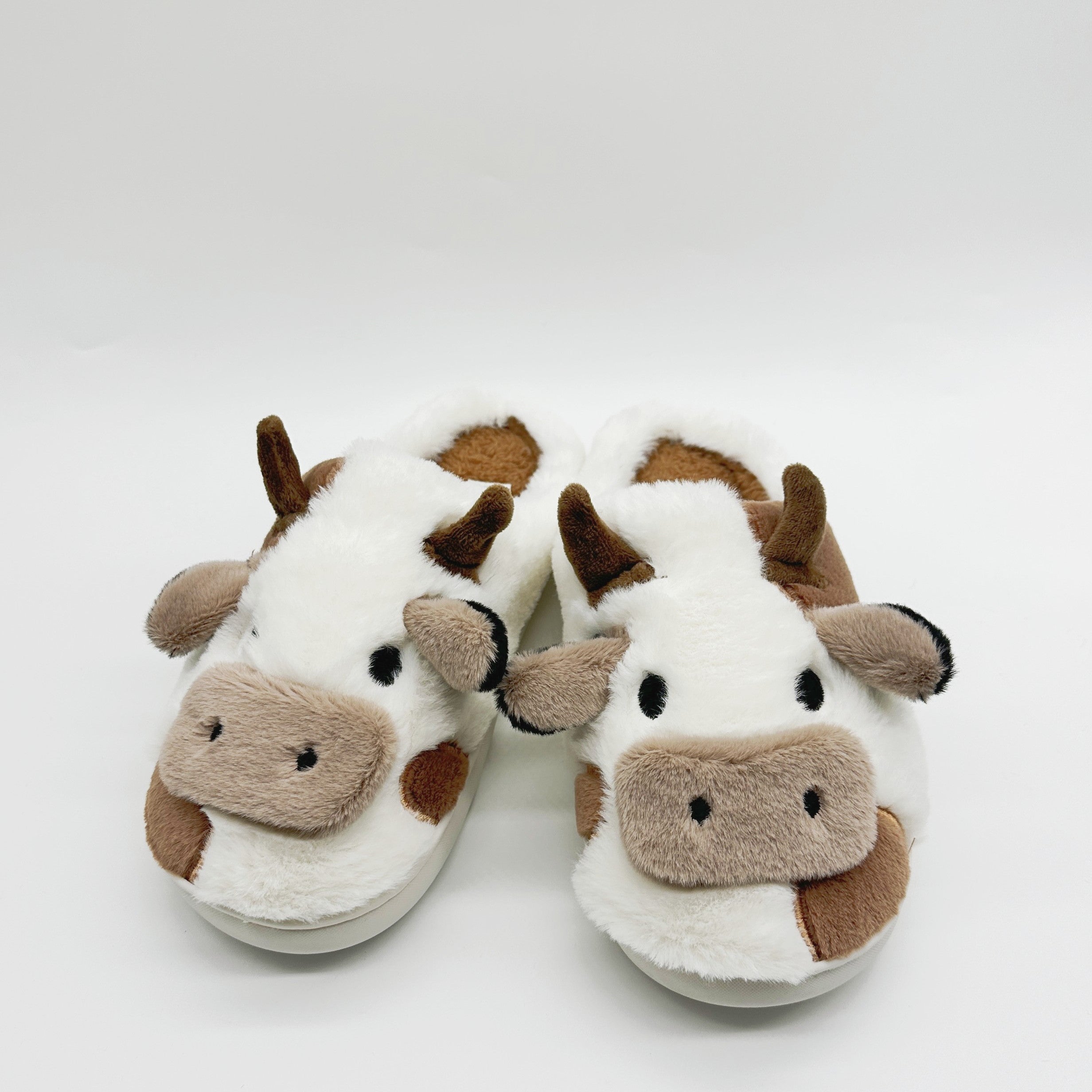 Women's Kawaii Cow Shaped Plush Cozy Non-Slip House Slippers