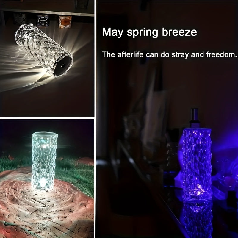 RGB Crystal Rose Night Light with 16 Colors Touch and Remote Control Dimmable USB Rechargeable Atmosphere Lamp
