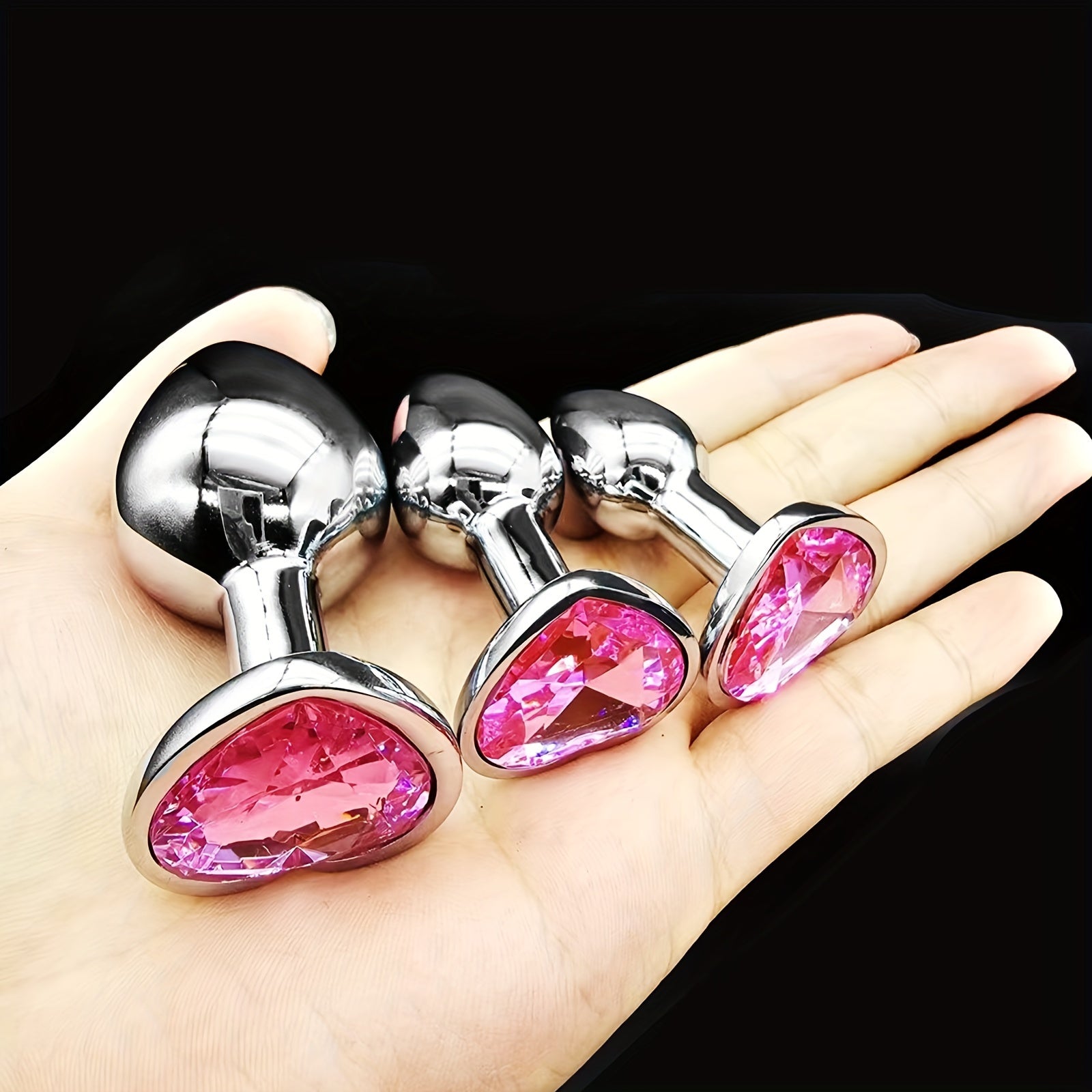 Adult Female Male Couple Stainless Steel Anal Plug with Rose Gem Beads