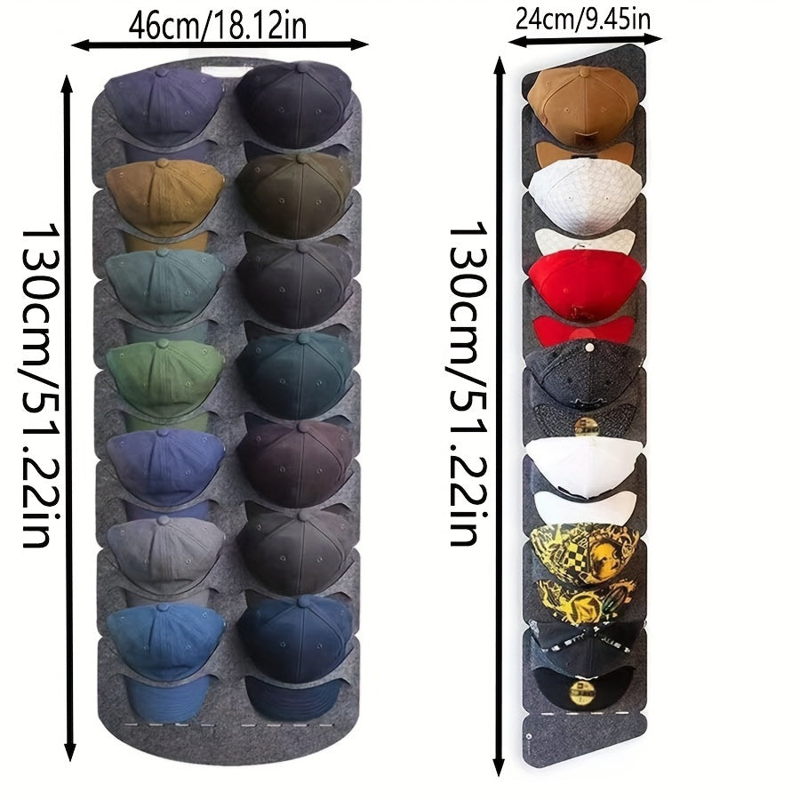 Wall-Mounted Cap Organizer with Seven Shelves, Portable Linen Hat Storage