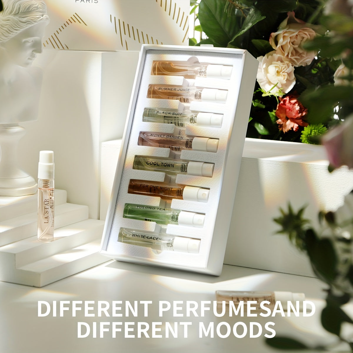 Set de regalo de perfumes de 8 piezas con aromas florales y frutales para hombres y mujeres