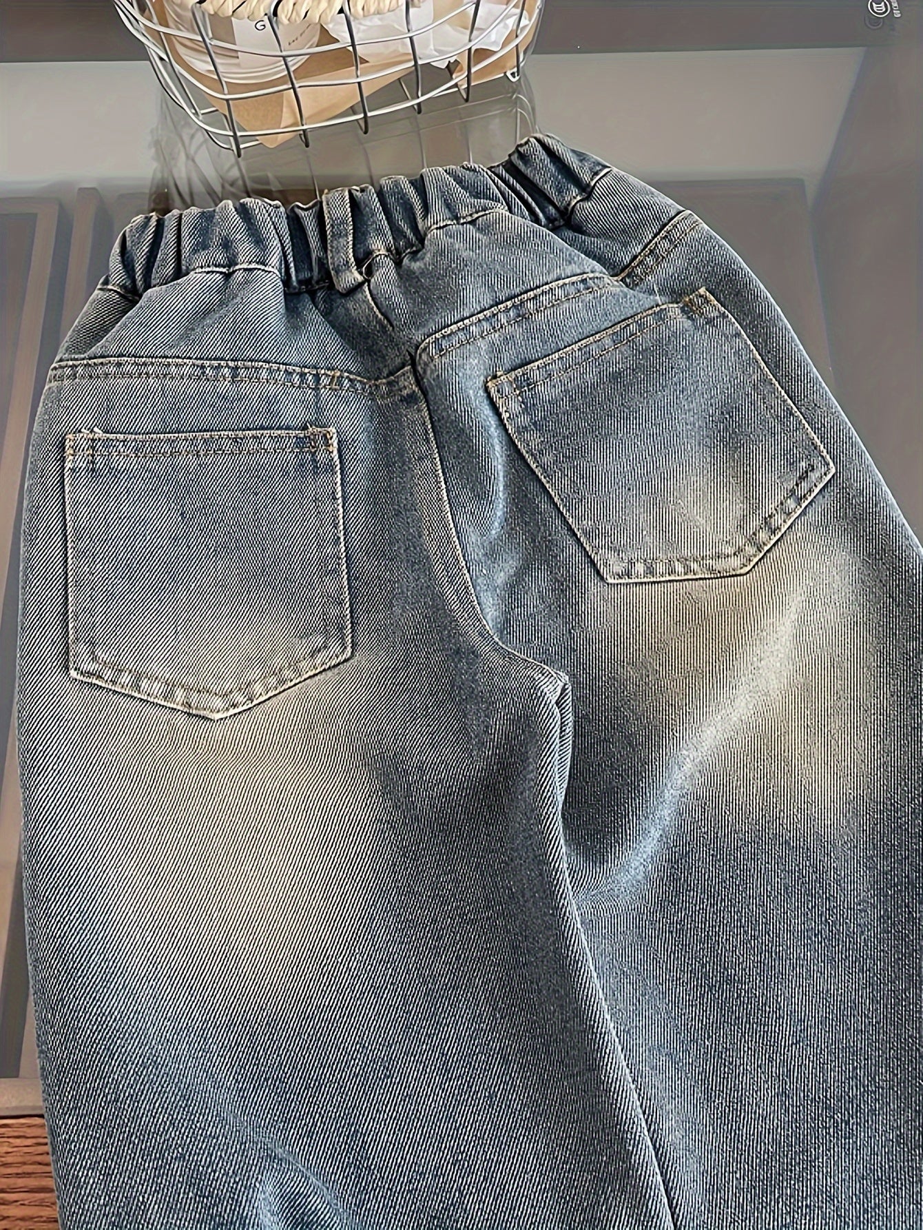 Kids Denim Jeans Wide Leg Cotton Polyester Heart Embroidery Casual All-Season