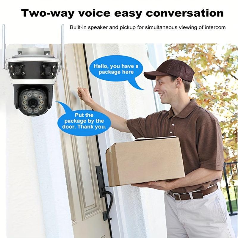 Outdoor Security Camera WiFi Night Vision Two-Way Audio Surveillance Camera with Multiple Lenses