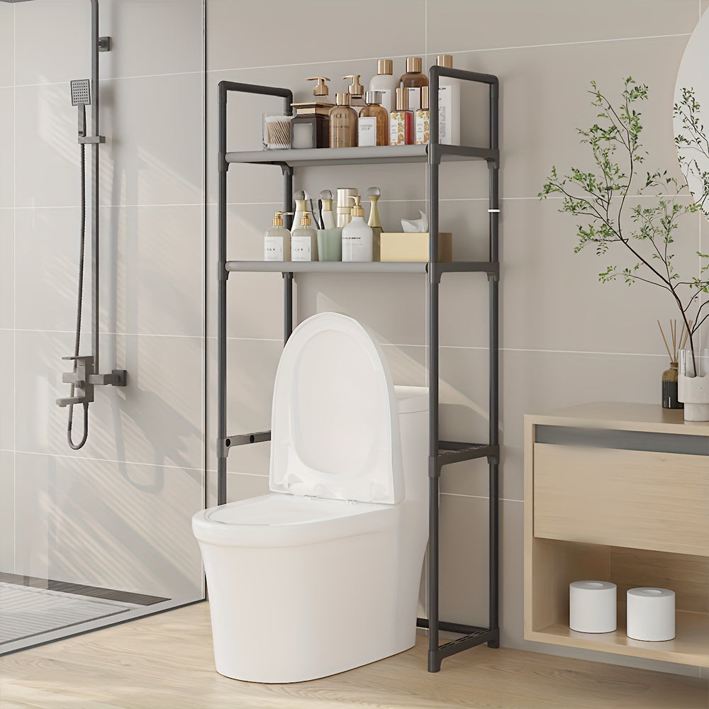 Multi-Purpose Bathroom Laundry Storage Rack Over Toilet 2 Tiers Plastic Metal