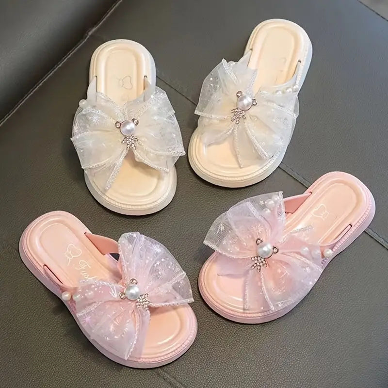 Girls Summer Floral Sandals with Bow, PVC Upper, Adjustable Strap, Infants to 14