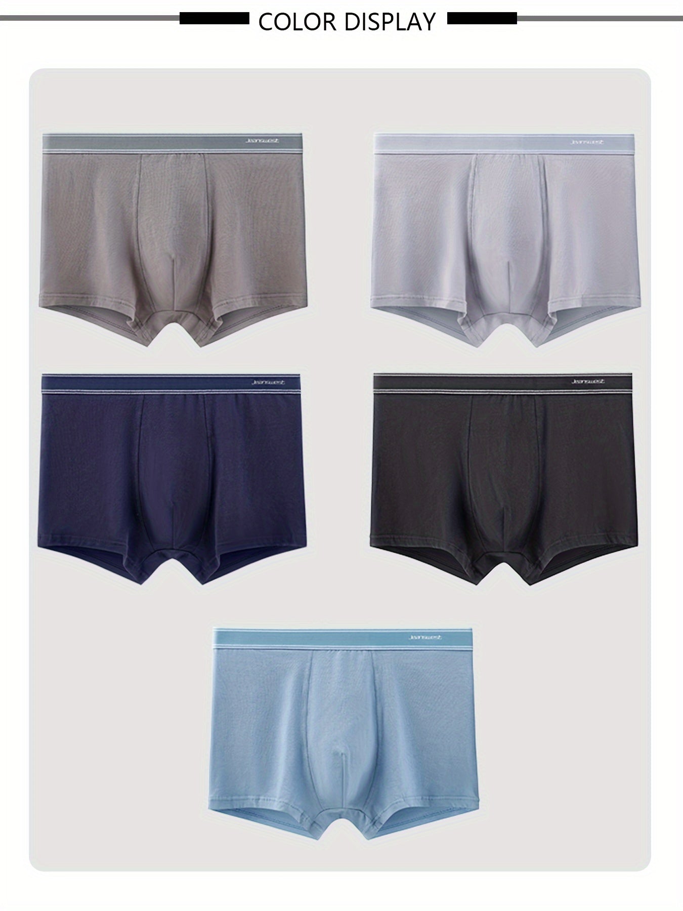 Men's Solid Cotton Boxer Briefs 5 Pack Breathable Quick-Drying Stretch