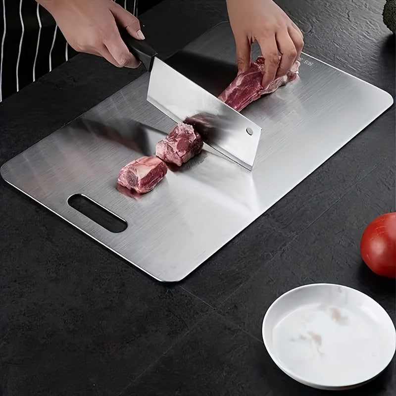 Stainless Steel Chopping Board for Fruits Vegetables Meat Portable Kitchen Accessory