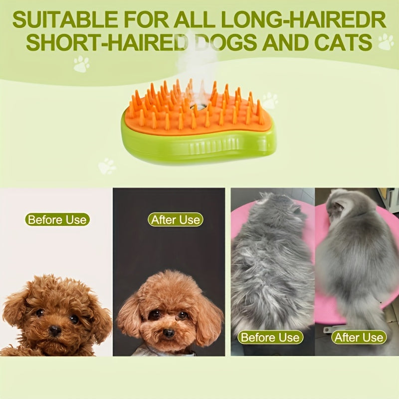 Pet Grooming Brush for Cats and Dogs 3-in-1 Steam, Cleansing, Massage