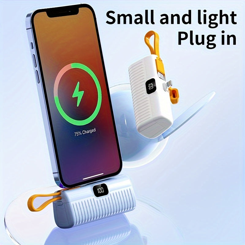 5000mAh Mini Portable Power Bank for iPhone iPad Samsung Android USB-C Emergency Charger