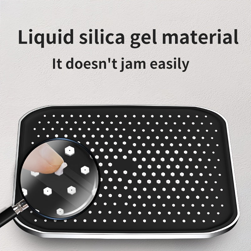 Black and Silver Square Shower Head with Fixed Spray for Bathroom