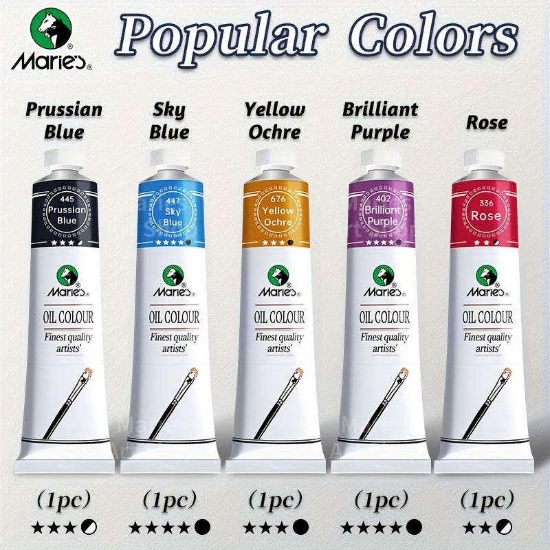 Oil Paint Set 5 Pieces 1.7 Fl Oz Vibrant Colors Professional Quality