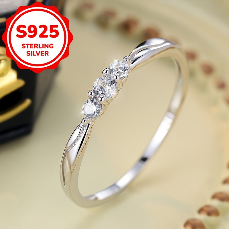 Sterling Silver Ring with White Zircons for Weddings and Gifts