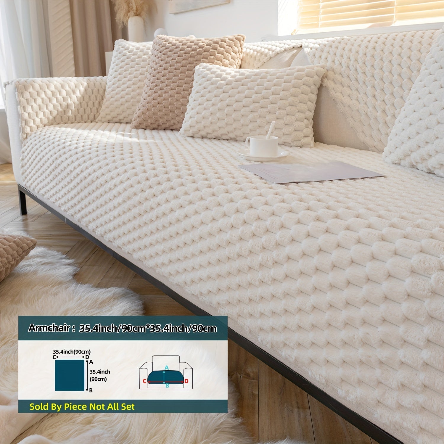 Cojín de sofá nórdico de felpa con diseño antideslizante para todas las estaciones