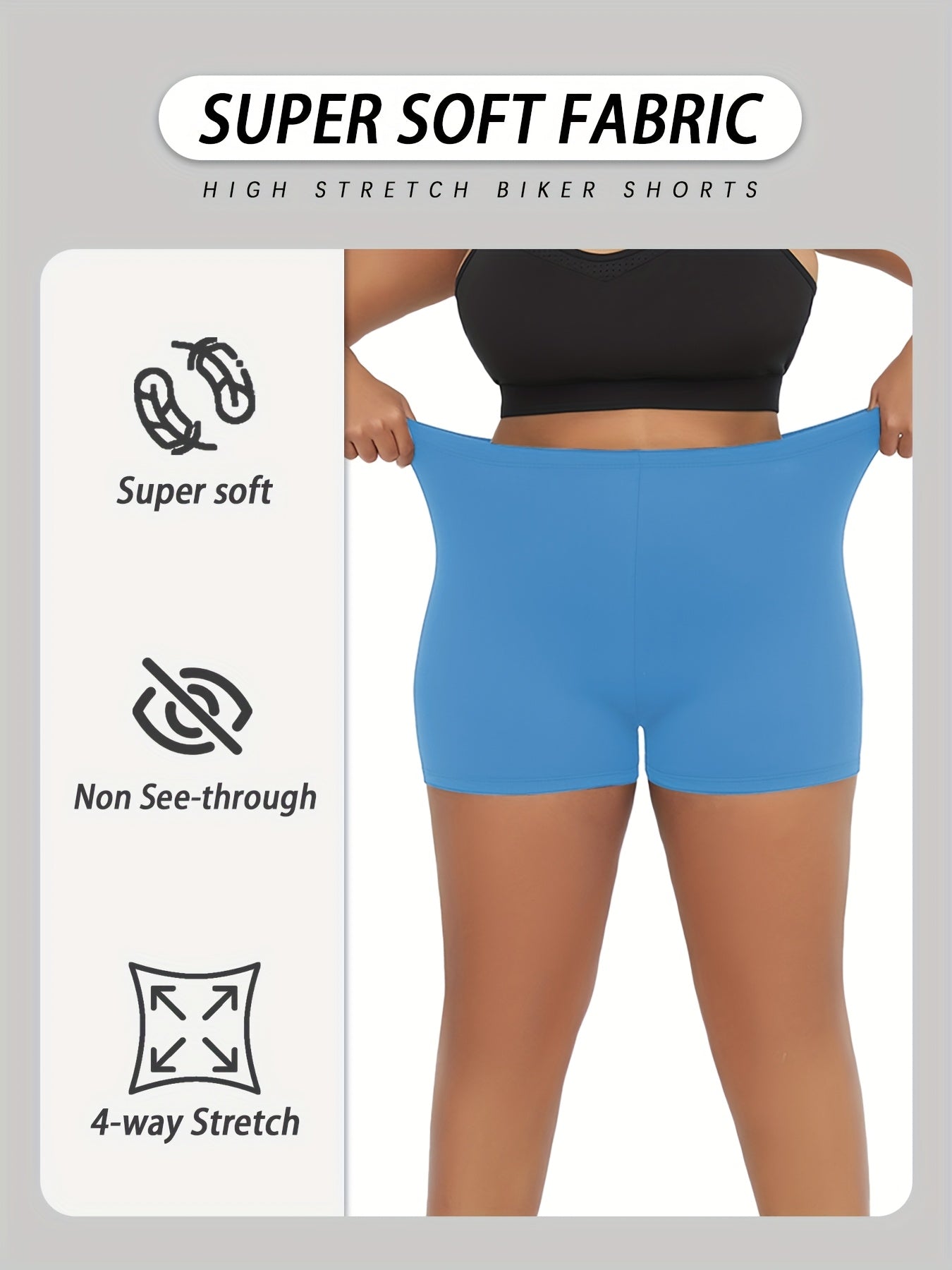 Plus Size Women's High-Waisted Tummy Control Biker Shorts Yoga Workout Short