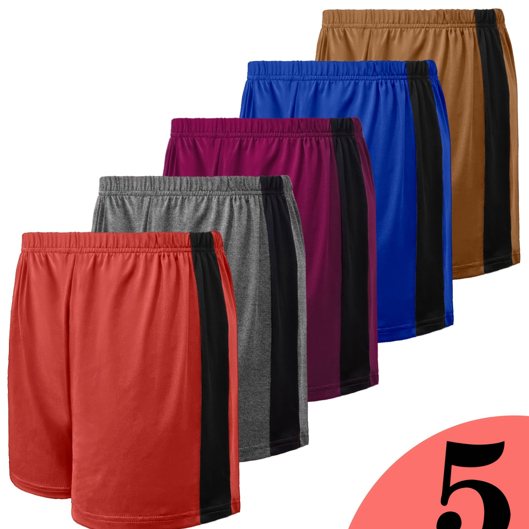 Pack de 5 pantalones cortos casuales para mujer de talla grande con cintura elástica, ligeros y transpirables para verano
