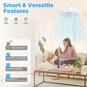 White LED Ceiling Fan Light with Remote Control Dimmable 3-Speed Timer for Indoor Use