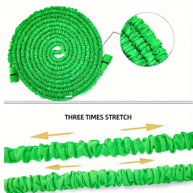 Раздвижной резиновый садовый шланг длиной 75 футов с многофункциональной насадкой, не запутывается, герметичный