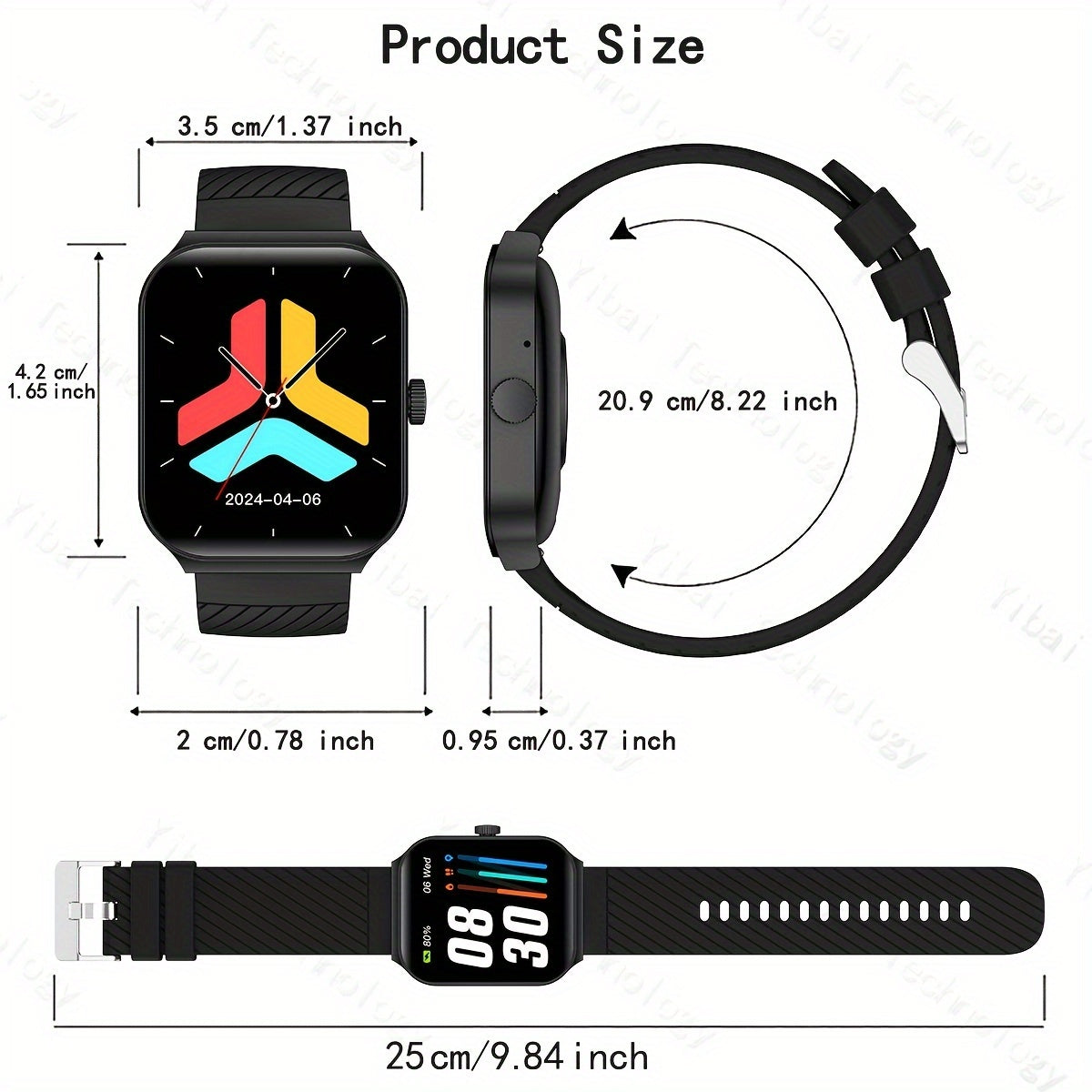 Unisex Multifunctional Smart Watch with Wireless Calls Messages Sports Modes Remote Camera Music Control