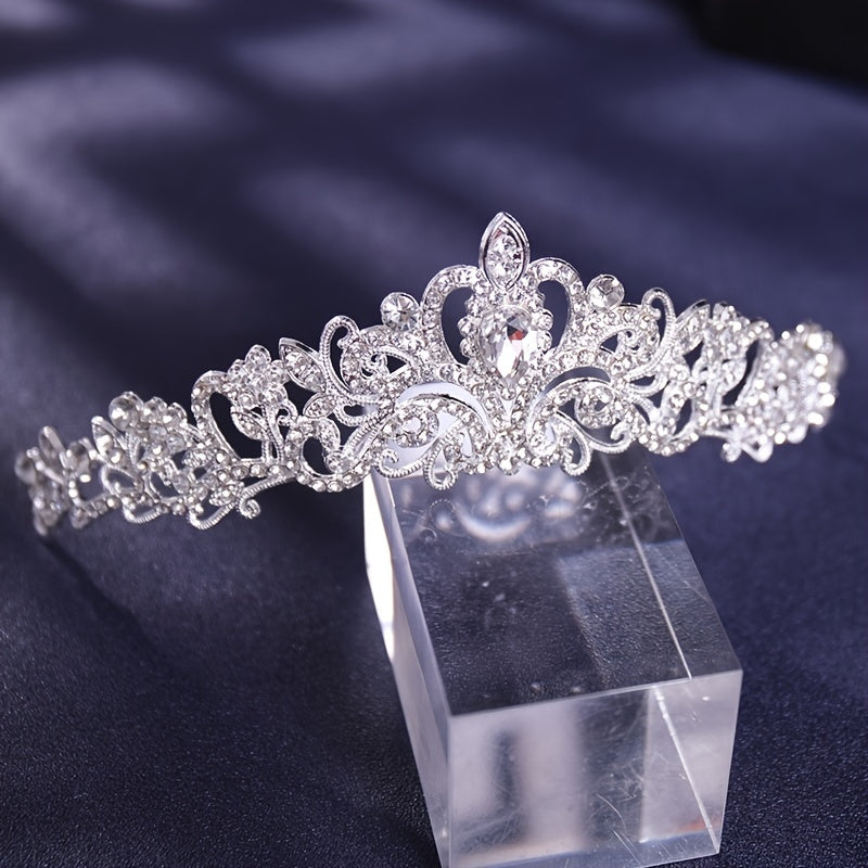 Ayollar va qizlar uchun to'y uchun bridal tiara taqmoq taxtasi, rhinestones bilan barokko dizayni