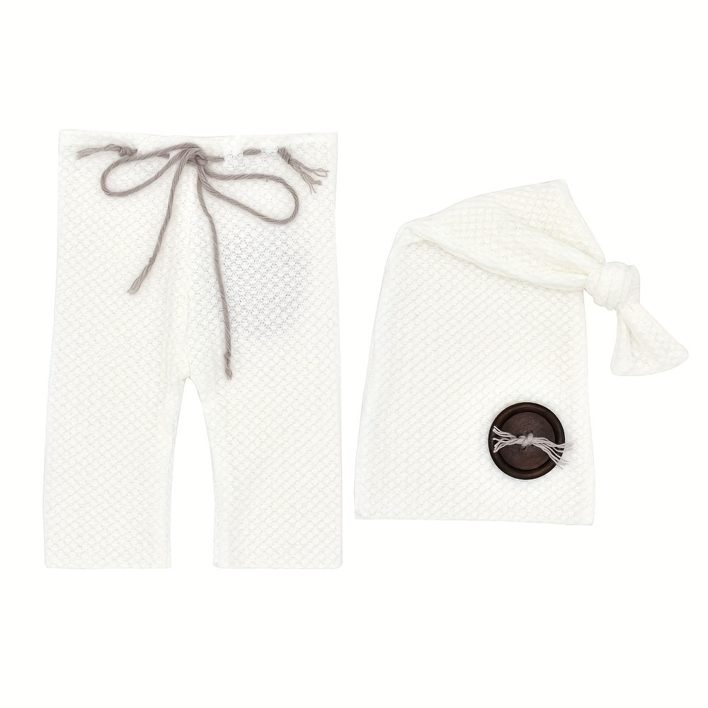 Baby Boy 2-Piece Pants and Cap Set Cotton Photo Outfit