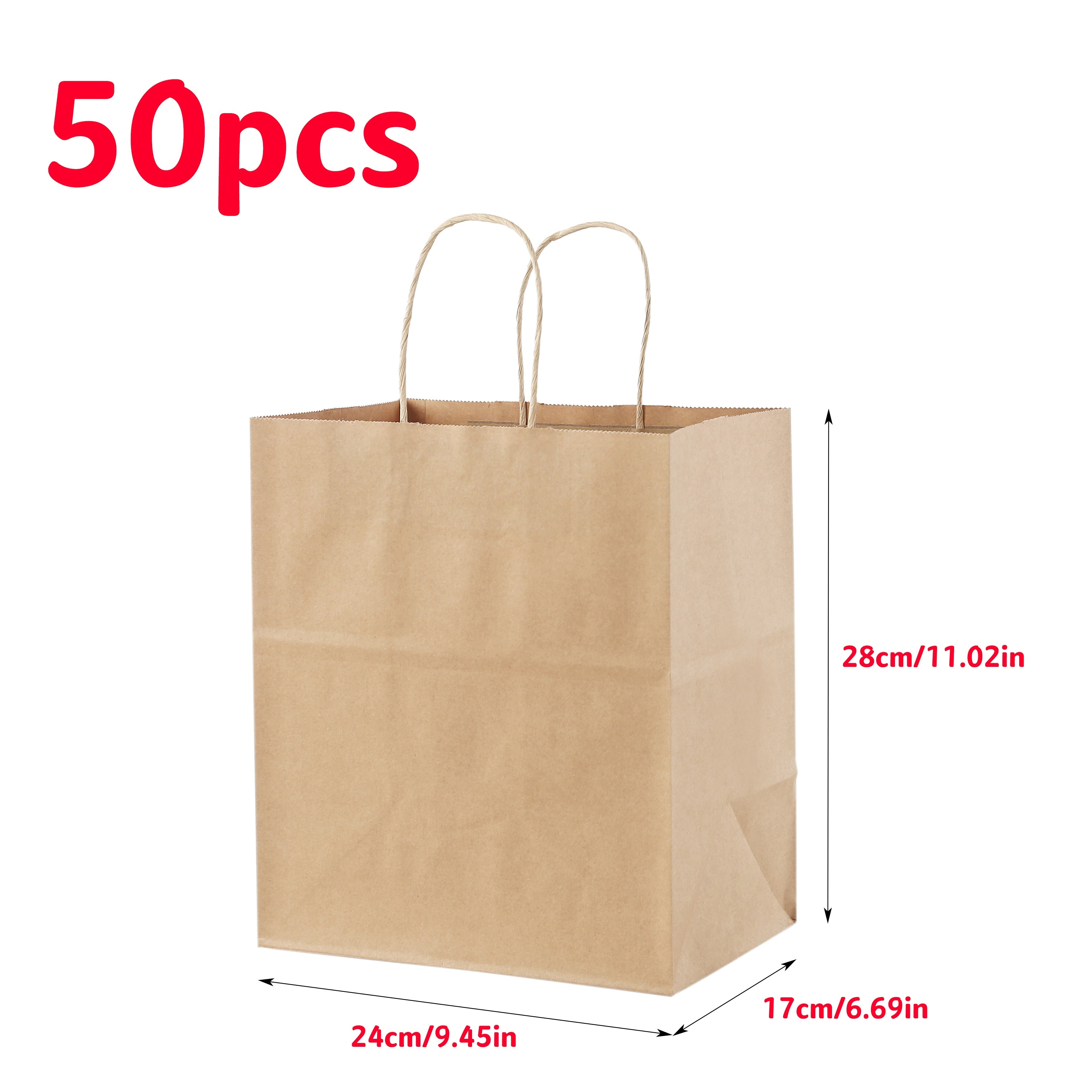 Bolsas de papel Kraft a granel para regalos en diferentes tamaños para compras minoristas y embalaje