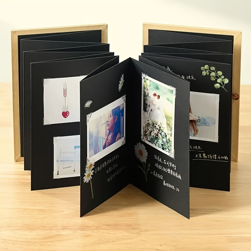 Folded Page DIY Photo Album with Organized Sections for Gift Giving