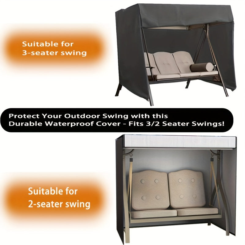 Funda resistente para columpios exteriores para mobiliario de patio de 2/3 plazas, impermeable, de tela Oxford negra