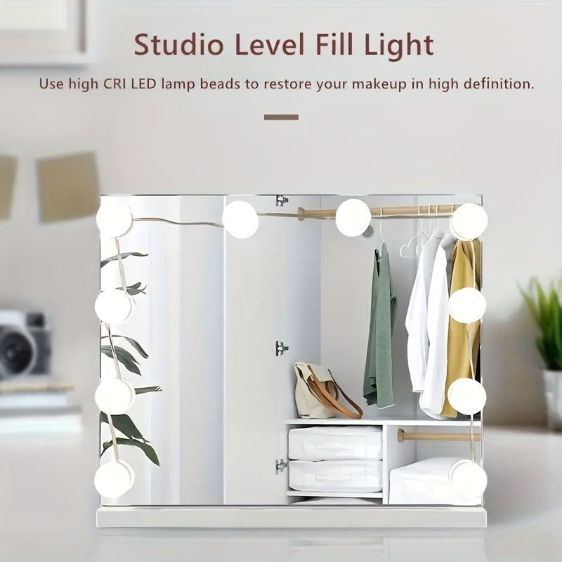 LED Makeup Mirror Lights with Dimmable USB Wall Lamp and Storage Wire
