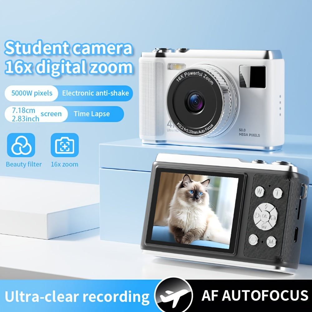 Digital Camera for Teens 4K UHD 16X Zoom 2.8 Inch FHD Screen 32GB Card