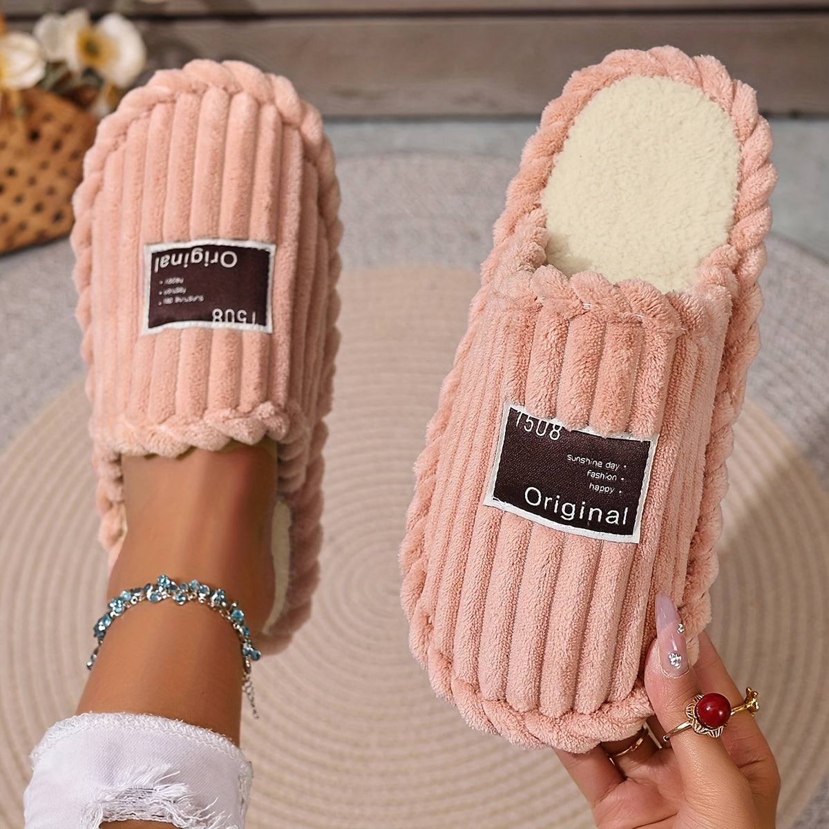 Ladies' Winter Home Slippers Soft Cotton Casual Shoes in 5 Colors