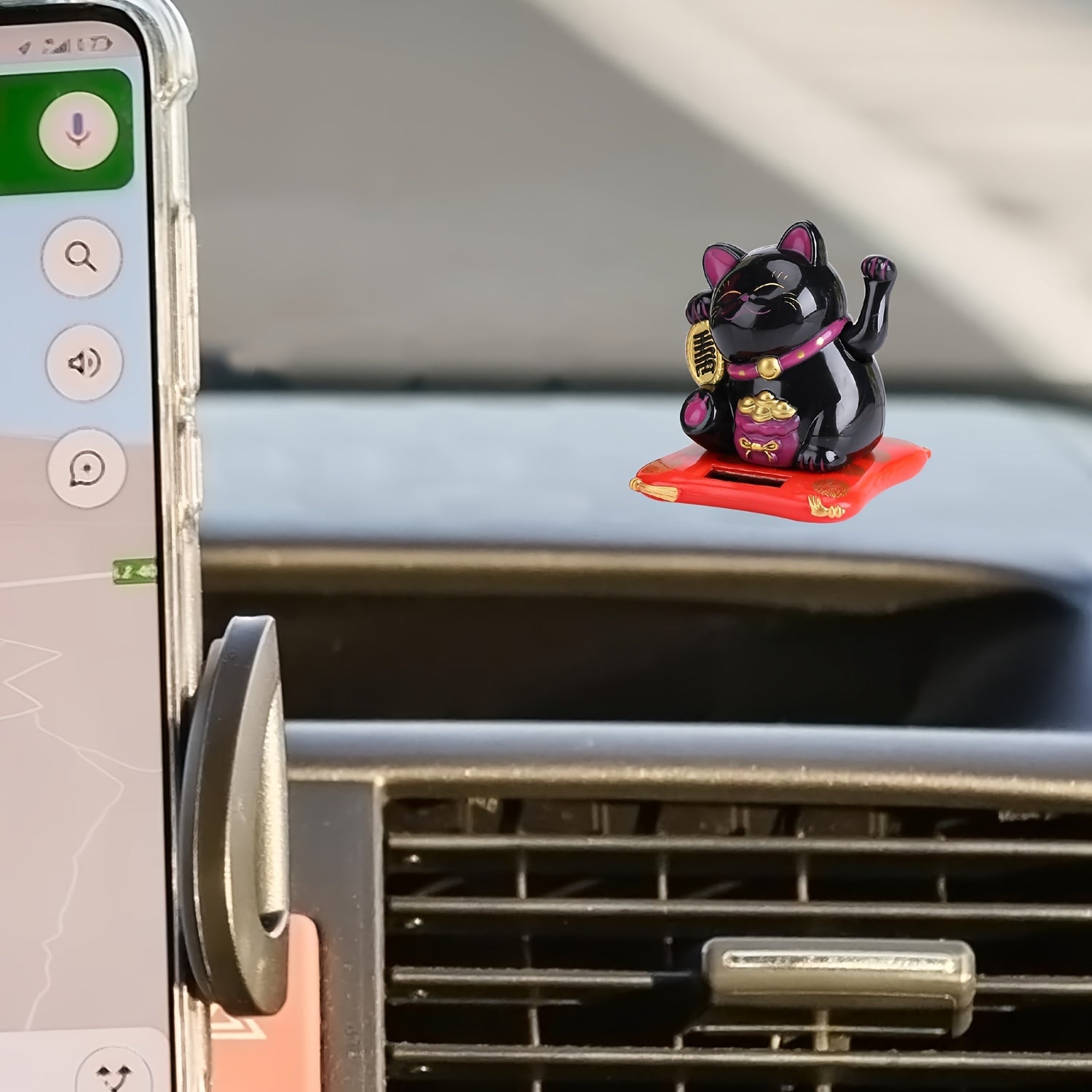 Lucky Beckoning Cat Decor Solar Waving Wealth Cat for Shop Home Car