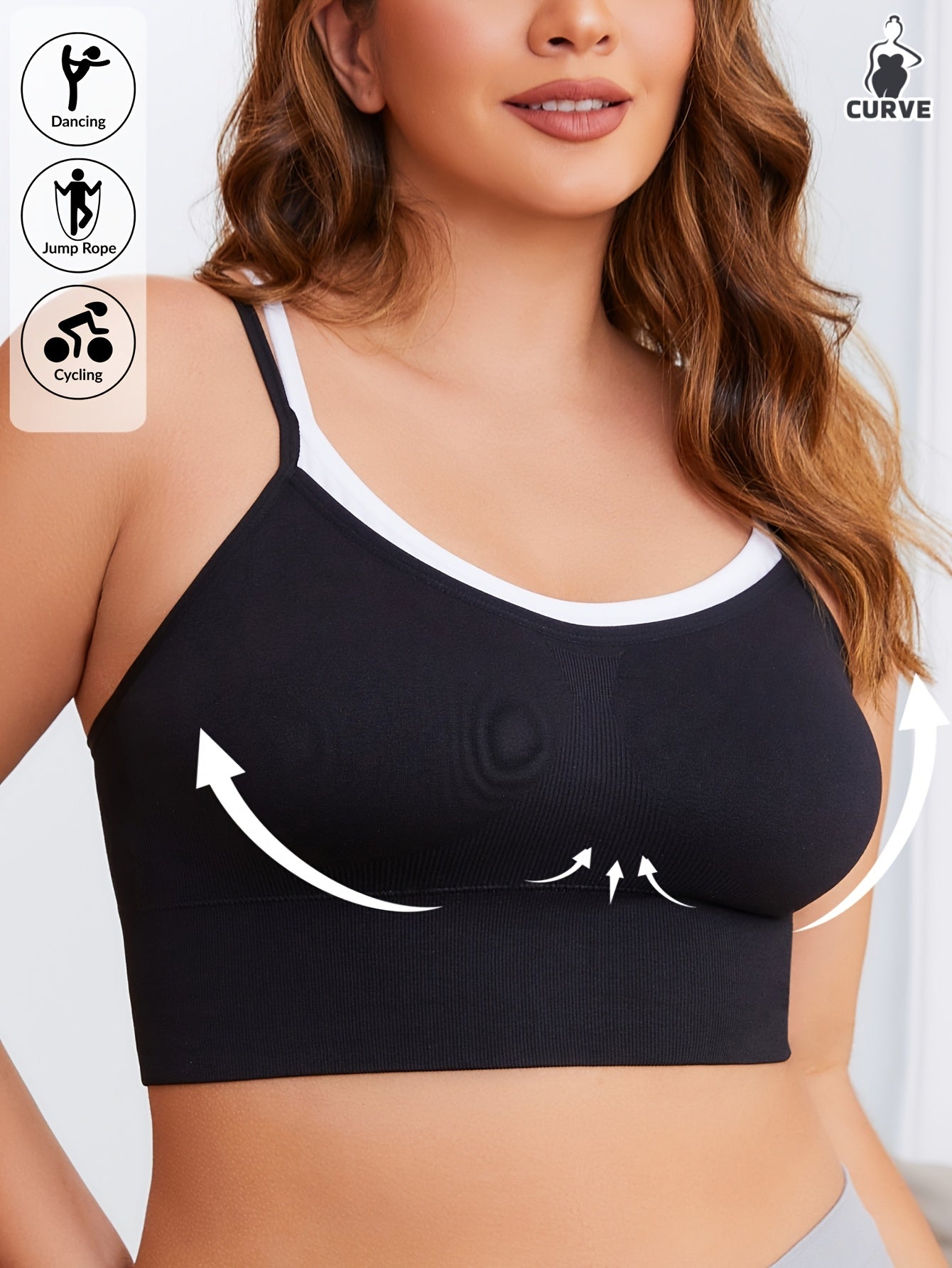 Women's Two-Tone Sports Bra with Removable Pads Breathable Gym Wear
