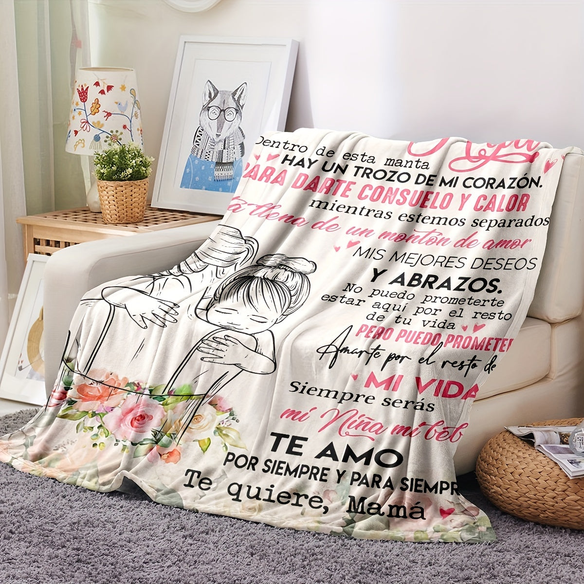 Flannel Blanket for Women with Envelope Print Cozy Throw for Couch Bed Sofa Camping