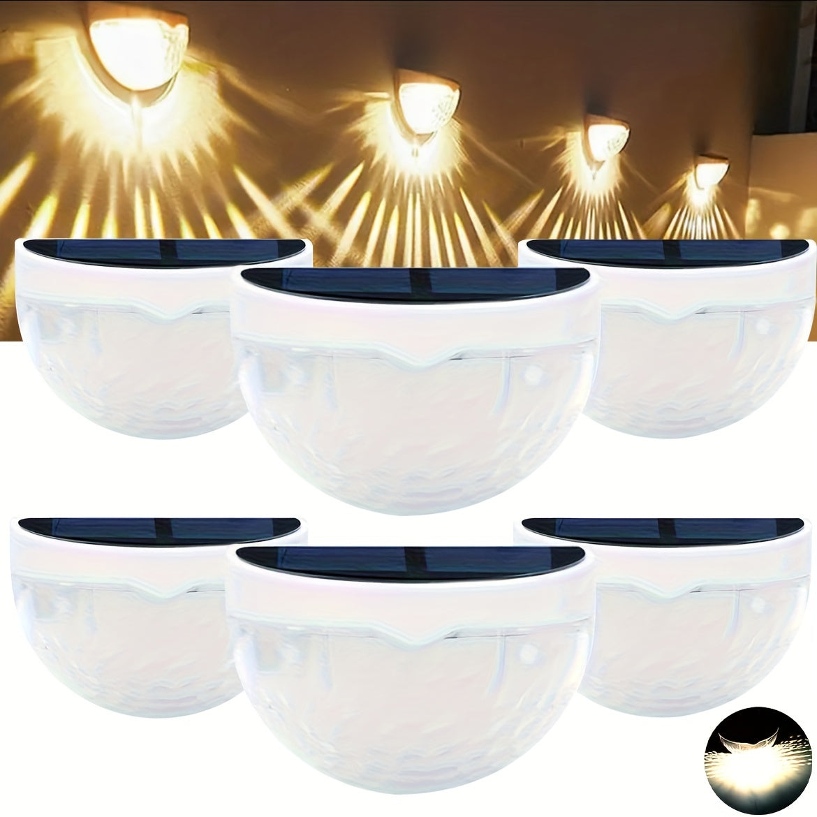 6pcs Luces solares de cerca para exteriores luz cálida blanca camino jardín patio iluminación